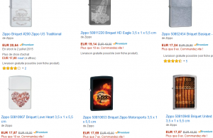 Les briquets Zippo en soldes sur Amazon