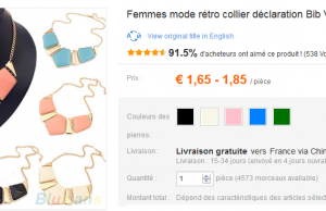 Superbe collier pour femme à moins de 2 € (livraison gratuite)