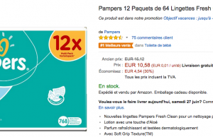 12 Paquets de lingettes Pampers à seulement 10,58 €
