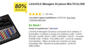 Ménagère 24 pièces Laguiole à 9,99 € au lieu de 49,99 € (-80%)