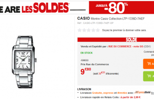 Montre Casio pour femme à 9,80 € au lieu de 49 € (-80%)