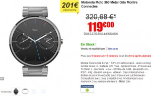INCROYABLE : Montre Connectée Motorola Moto 360 Métal à 119 € sur Cdiscount