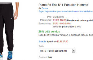 Bas de jogging Puma pour homme à 14 € au lieu de 32 € – Premium Day Amazon