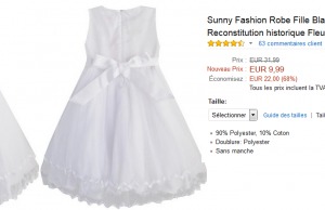 Magnifique robe de cérémonie pour fille à 14,97 € au lieu de 31,99 € sur Amazon (-56%)