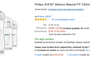 3 Biberons Philips Avent 330 ml à 12,50 €