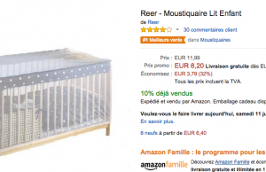 Amazon : Moustiquaire pour lit enfant à barreaux à seulement 8,20 €