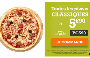 Pizza Pai : toutes les pizzas classiques à 5,90 € en vente à emporter (commande internet)
