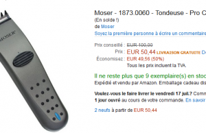 Tondeuse professionnelle Moser à 50 € au lieu de 100 € sur Amazon