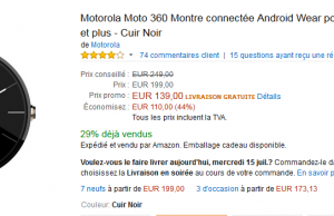 Montre connecté Motorola 360 à  139 € au lieu de 249 € – Premium Day Amazon