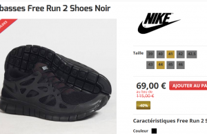 Magnifique Nike Free Run 2 noir à 69 € au lieu de 115 € (taille 41 et 44 uniquement)
