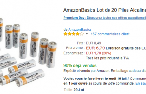 Lot de 20 piles AA (LR6) à 6.79 €