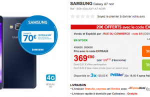 Téléphone Samsung A7 à 299,90 € au lieu de 389 € (livraison Colissimo gratuite)
