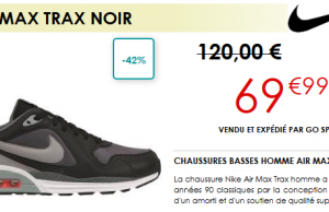 Air Max Nike Trax Noir pour homme à 69 € au lieu de 120 € chez Go Sport