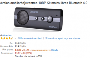 Kit mains libres sans fil pour voiture à 25,99 € sur Amazon (-35%)