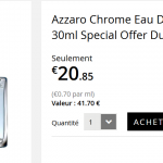 Coffret parfum Azzaro Chrome à seulement 32,40 € et lot de 2 parfums Azzaro Chrome 30ml à 18,76 € (livraison gratuite)