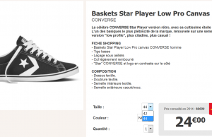 Basket Converse Star à 24 € au lieu de 60 € (livraison gratuite)