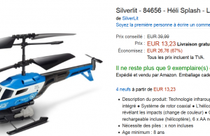 Drone hélicoptère Sliverlit à 13,23 € au lieu de 39,99 € sur Amazon