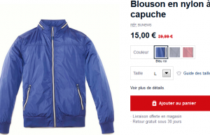 Blouson Celio à 15 € au lieu de 39,90 € (-63%)