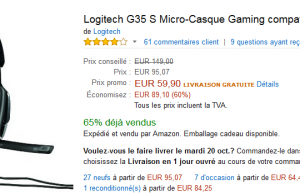 Casque gaming compatible PC/PS4 Logitech G35S à 59,90 € au lieu de 149 € sur Amazon