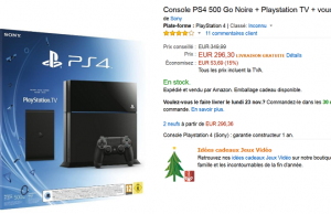 PS4 500 Go + PS TV + Voucher à 296 € sur Amazon