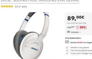 Darty : Casque Audio Bose Soundtrue à 89 € au lieu de 179 € (-50%)