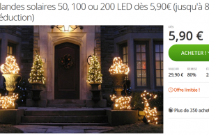 Guirlandes de Noël solaires 50, 100 ou 200 LED dès 5,90 €
