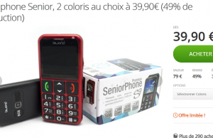 Téléphone mobile pour personne âgée à 39,90 € au lieu de 79 € (49% de réduction)