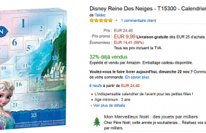 Calendrier de l’avent la Reine des Neiges à 9,99 € au lieu de 24,90 €