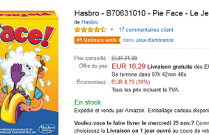 Jeu Pie Face à 16,29 € au lieu de 24,99 € sur Amazon