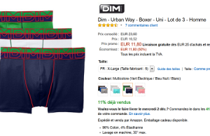 Lot de 3 boxers Dim à 11,80 € sur Amazon (-50%)
