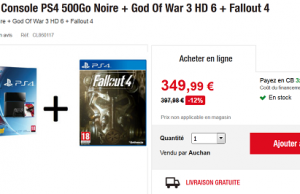 Console PS4 + Fallout 4 + God Of War 3 à 349,99 €