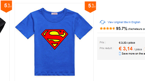 T-shirt super héros pour enfant de 2 à 8 ans à 3,14 € (livraison gratuite)