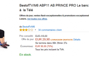 Banc à abdominaux AB PRINCE PRO à 29,90 € au lieu de 119 €