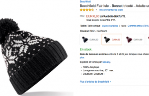 Bonnet tricoté Beechfield  à 6,80 € (livraison gratuite)