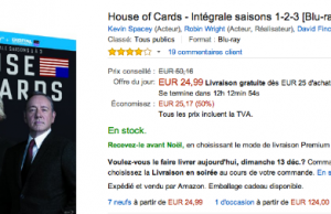 Coffret Blu Ray The Walking Dead, Breaking Bad et House of Cards en promo sur Amazon