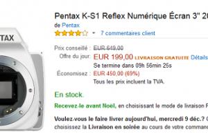 Appareil photo numérique reflex Pentax K-S1 à 199 € au lieu de 320 à 400 € ailleurs