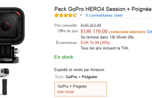 Vente Flash Amazon : GoPro Hero4 Session à 179 €