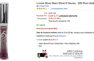 Gloss l’Oreal Glam Shine à seulement 0,77 €
