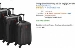Lot de 3 valises Geographical Norway à 99 € au lieu de 199 €
