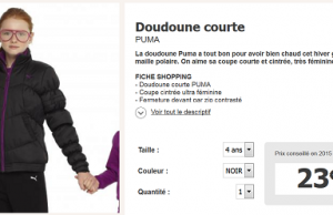 Doudoune Puma homme et fille en promotion (-62%)