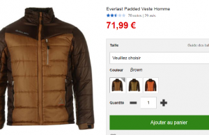 Doudoune Everlast gratuite au lieu de 71,99 € (frais de livraison 6,90 €)