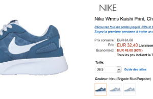 Nike Kaishi pour femme à 32,40 € au lieu de 81 € (-60%)