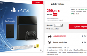 Soldes Auchan : PS4 500 Go + PS TV + 3 jeux à télécharger à 299 €