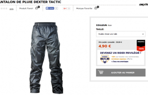 Pantalon de pluie Dexter à 4,90 € (+ 5,90 € frais de livraison) au lieu de 39,90 € sur Motoblouz (-88%)