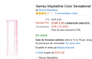 Rouge à lèvres Gemey Maybelline à 2.85 € (livraison offerte)