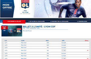 Billets PSG – Lyon pour le 8eme de final de la Coupe de France à 5 €