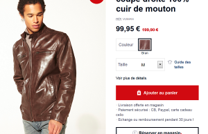 Celio : veste 100% cuir à 99,95 € au lieu de 199,90  € (-50%)
