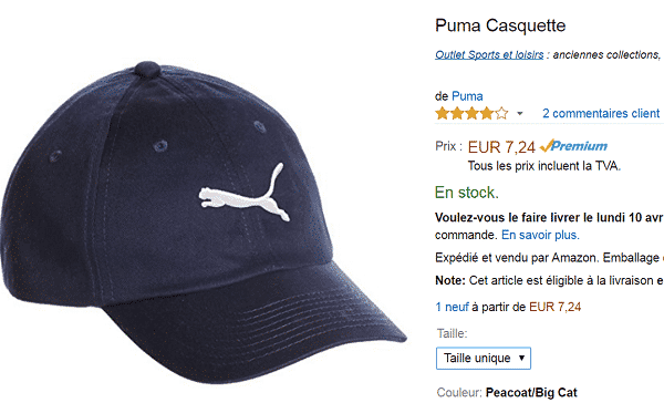Casquette Puma pas chère
