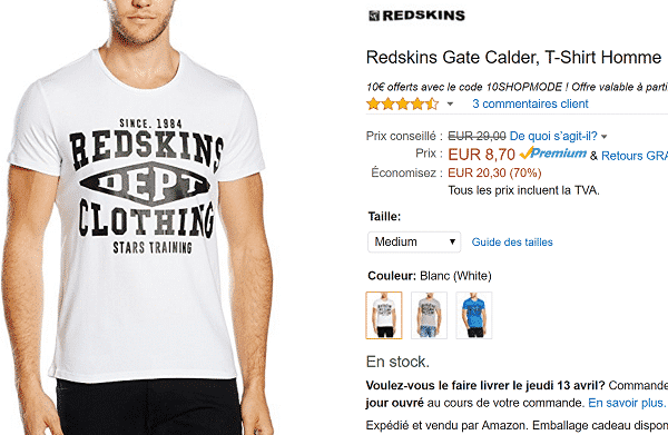 t-shirt Redskins pas cher