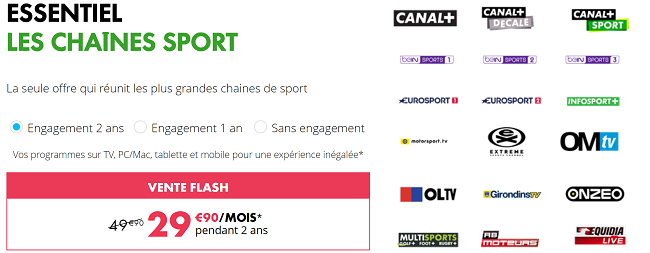 Vente Flash : Pack Chaine Sport Canal BeIN 